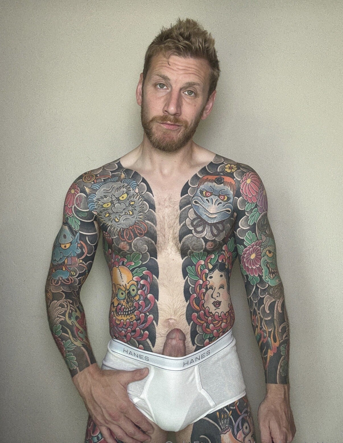 goon with my tattoos straight down to my hard dick